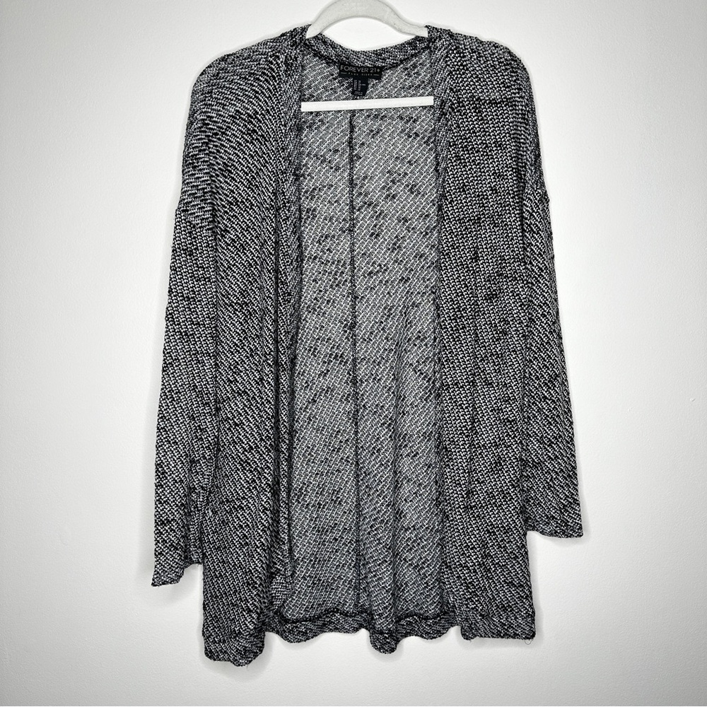 Forever 21 Black & White Marled Open-Front Knit Cardigan 1X plus size‎